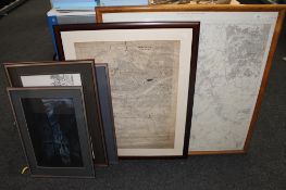 A framed ordnance survey map, 'City of Sunderland and Surrounding Area',