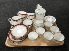 A tray containing a fifteen piece Royal Standard Garland tea service,