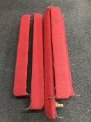 Six oak upholstered church kneelers