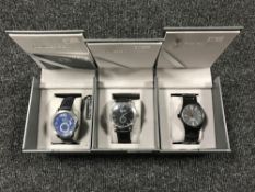 Three boxed gent's Globenfeld wrist watches with certificates