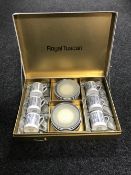 A box containing a twelve piece Royal Tuscan Manhattan coffee set