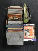 A box containing assorted CD's and LP's, classical, easy listening,