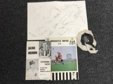 A Jackie Milburn souvenir programme testimonial, a NUFC rosette,