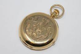 A large and impressive 18ct gold full hunter minute repeating chronograph with split seconds and