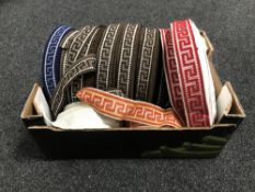 A box containing a quantity of vintage Silver Cross pram trim