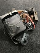 A tray containing a Nikon EM camera with lens, in carry bag,