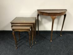 A walnut D shaped hall table,