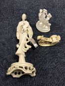 Three Oriental style resin figures