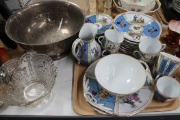 A tray containing a twenty nine piece continental china tea service