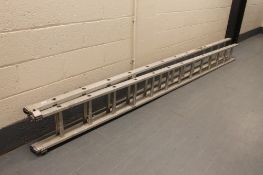 An aluminium extension ladder