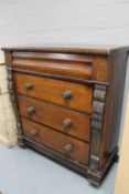A Victorian mahogany four drawer chest