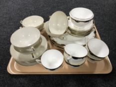 A tray containing sixteen pieces of Minton Versailles china,