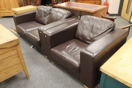 A brown leather two seater settee, width 160cm,