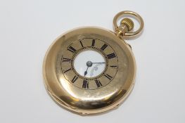A very fine quality 18ct half hunter Karussell pocket watch, number 1071 by Langford,