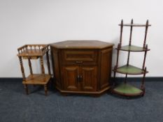 An oak corner entertainment stand,