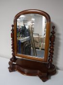 A Victorian mahogany barley twist toilet mirror
