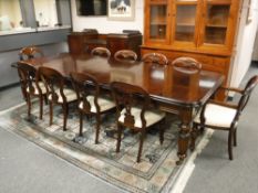 A high quality Victorian style extending dining table, with three leaves, fully extend 313cm,