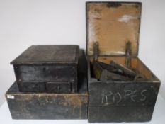 Four early 20th century pine tool boxes