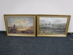 Two gilt framed prints depicting Durham Cathedral and the River Tyne
