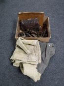 A box of leather bags, leather case, belts,