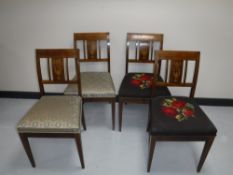 Set of four inlaid mahogany dining chairs