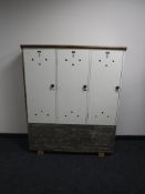 A set of painted pine lockers
