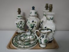 A tray of eleven pieces of Masons Chartreuse china