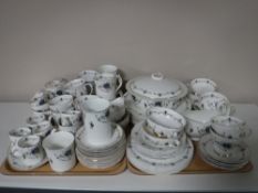 Two trays of Mayfair white floral tea and dinner china