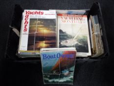 A box containing mid twentieth century and later magazines, including motor sport, yachting,