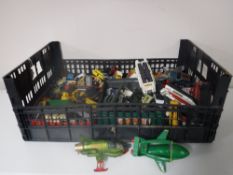 A crate of play worn die cast vehicles - UFO Interceptor,