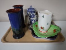 A Crown Ducal Ringtons Tea vase, a Beswick Ware leaf dish (model 212),