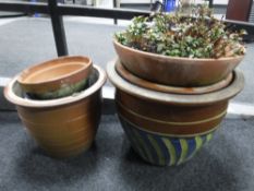 Seven garden planters