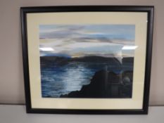 'View To The Isles' acrylic on sheet canvas, framed 20 inch x 16 inch,
