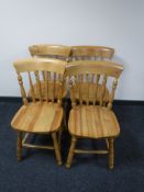 Four pine kitchen chairs