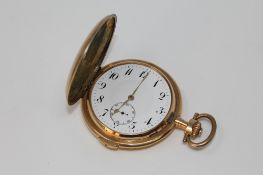 A 14ct gold quarter repeating full hunter pocket watch