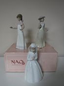Two Nao figures boxed, 'Girl With Flower', 'Girl Holding Candlestick', (AF),