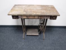 A Singer sewing machine table