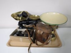 Two sets of vintage scales with weights,