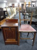 A Victorian inlaid mahogany coal receiver with liner,