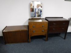 An oak two drawer dressing chest, together with an oak two draw chest (odd),
