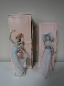 Two Nao figurines, 'Girl with Basket',