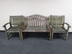 A teak garden bench,
