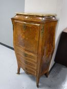 A French inlaid walnut marble top secretaire chest with ormolu mounts CONDITION REPORT: