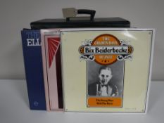 A box containing classical LP's,