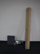 A cased Hanimex projector together with a projector screen and spools