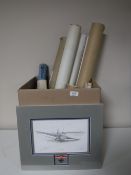 A box of un-framed signed print - Awaiting recovery with medal,