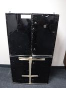 Two black metal Ratner double door safes (unlocked and without keys)