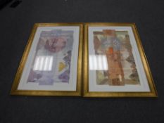 A pair of gilt framed P.G.