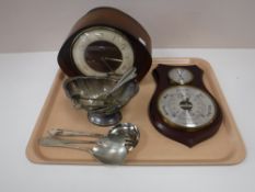 A tray of Smiths Tempora mantel clock, barometer,