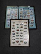 Three framed sets of Castella Panatellas cigarette cards